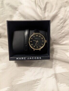 Marc Jacobs Black and Gold Round Dial Watch